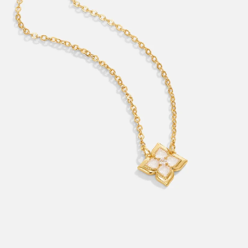 Dalia White Iris Clover Necklace