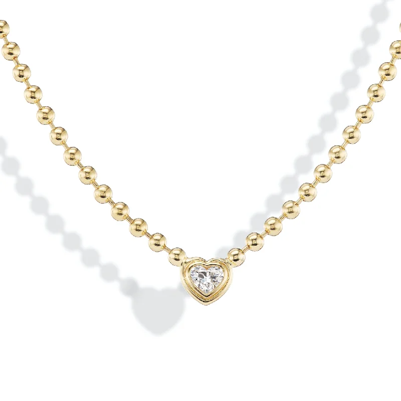 Diamond Heart Double Bubble Bezel Necklace