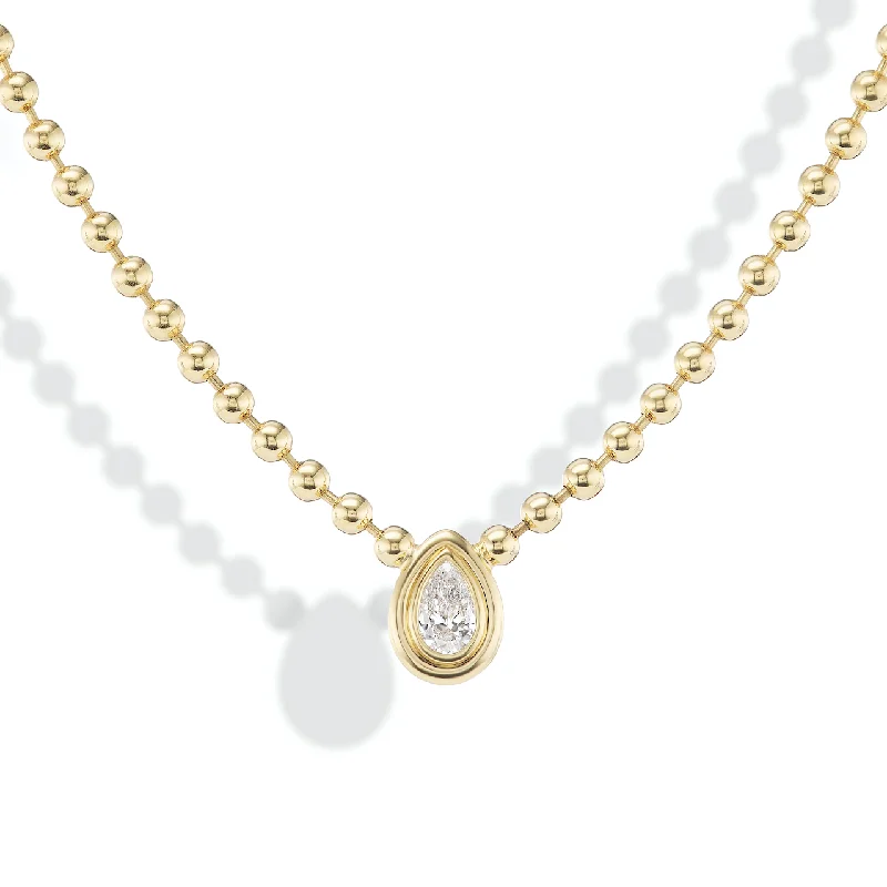 Diamond Pear Double Bubble Bezel Necklace