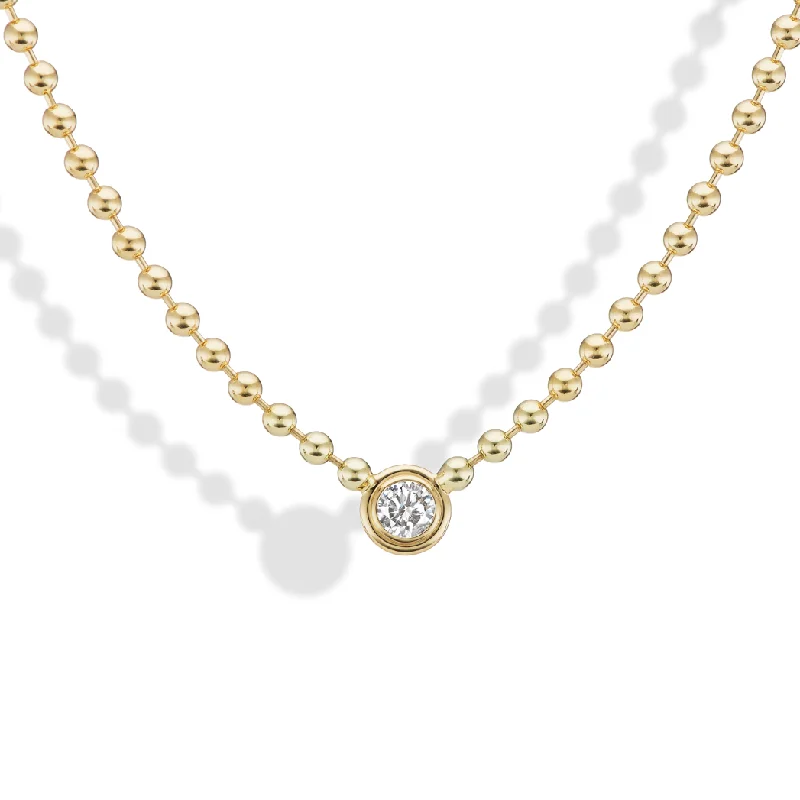 Diamond Round Double Bubble Bezel Necklace