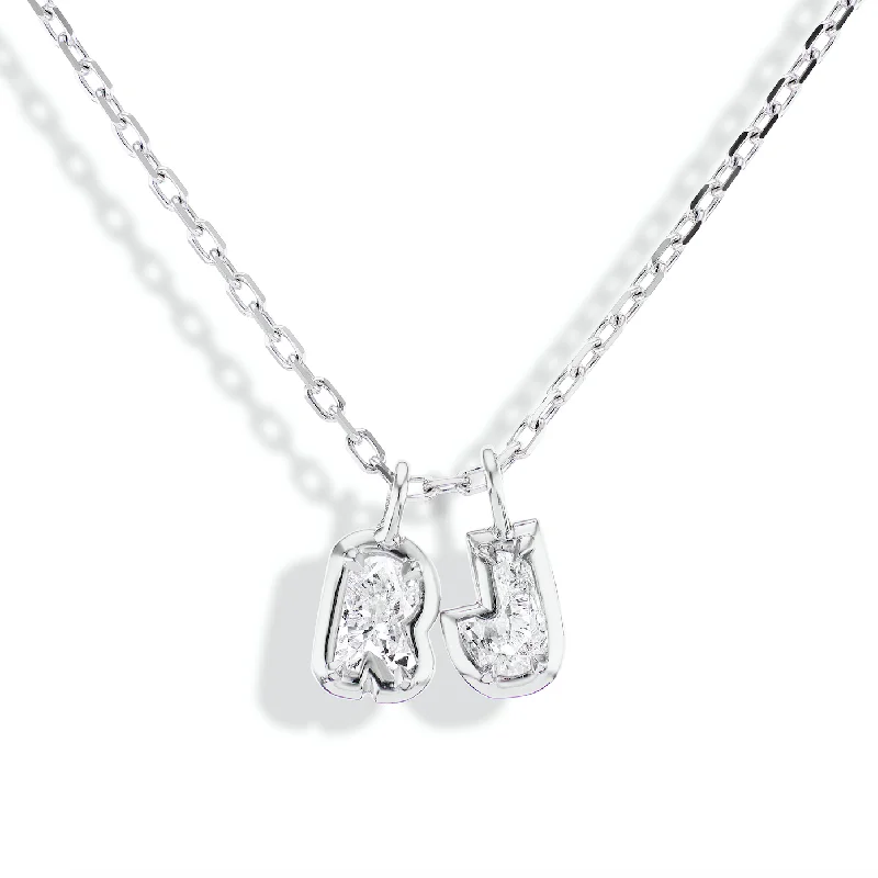 Bubble Bezel Necklace White Diamond Letters