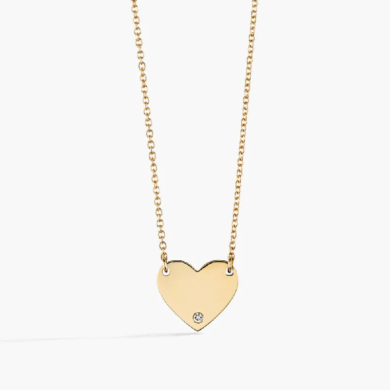 Engravable Heart Necklace - 14K Yellow Gold (RTS)