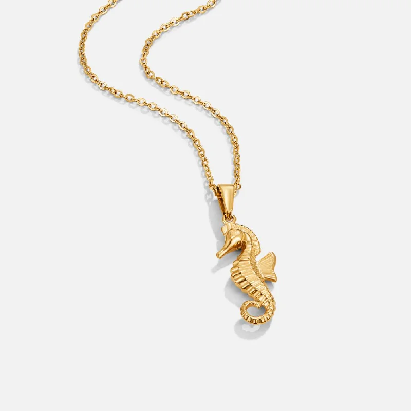 Golden Seahorse Pendant Necklace