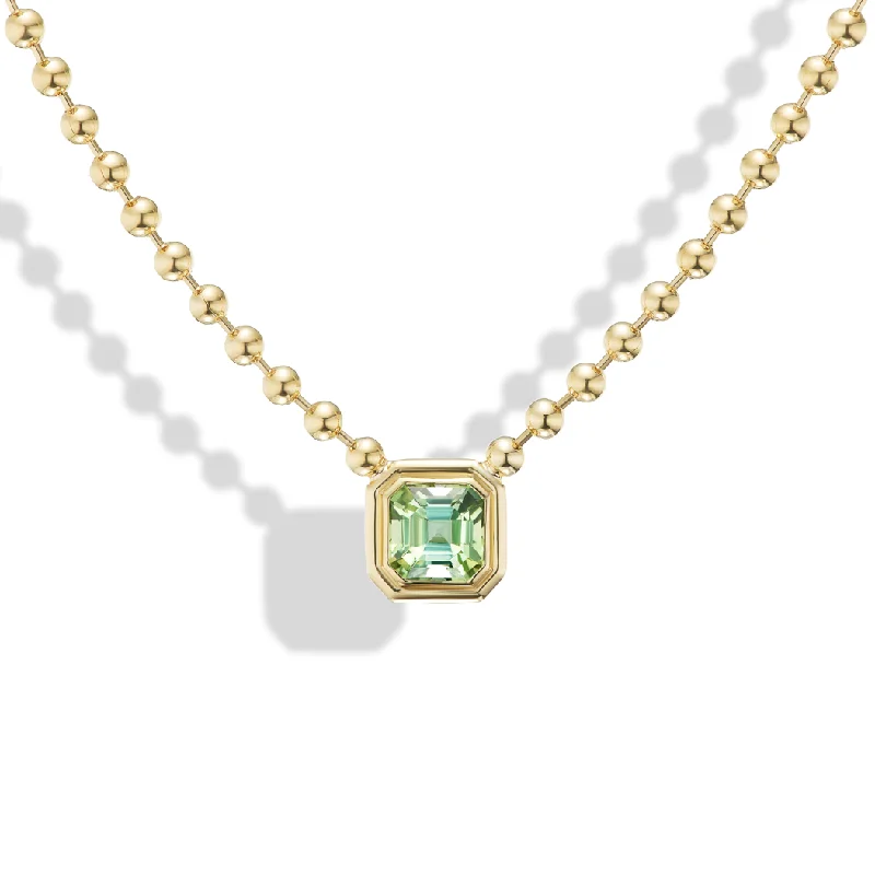 Green Tourmaline Double Bubble Bezel Necklace