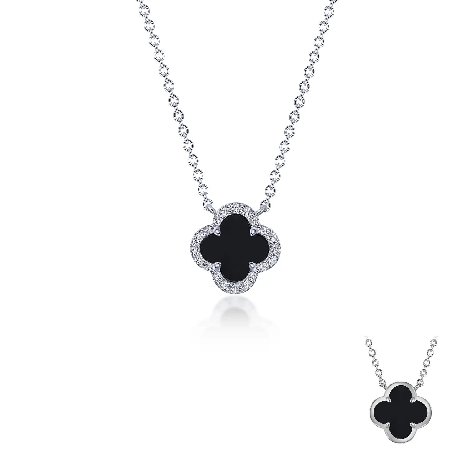 Lafonn Simulated Diamond & Black Onyx Halo Necklace N0334OXP20