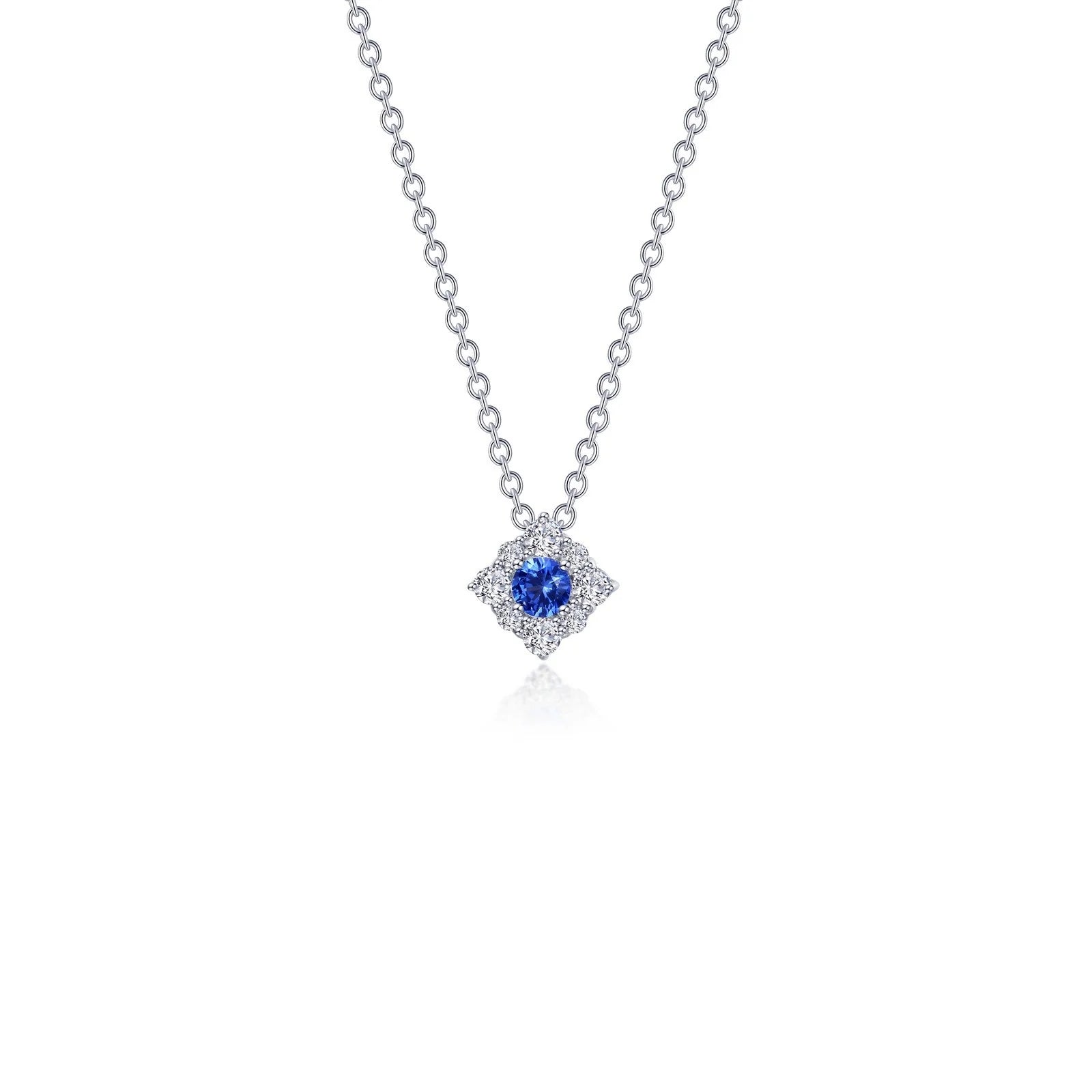 Lafonn Simulated Diamond & Blue Sapphire Halo Necklace N0324CSP18