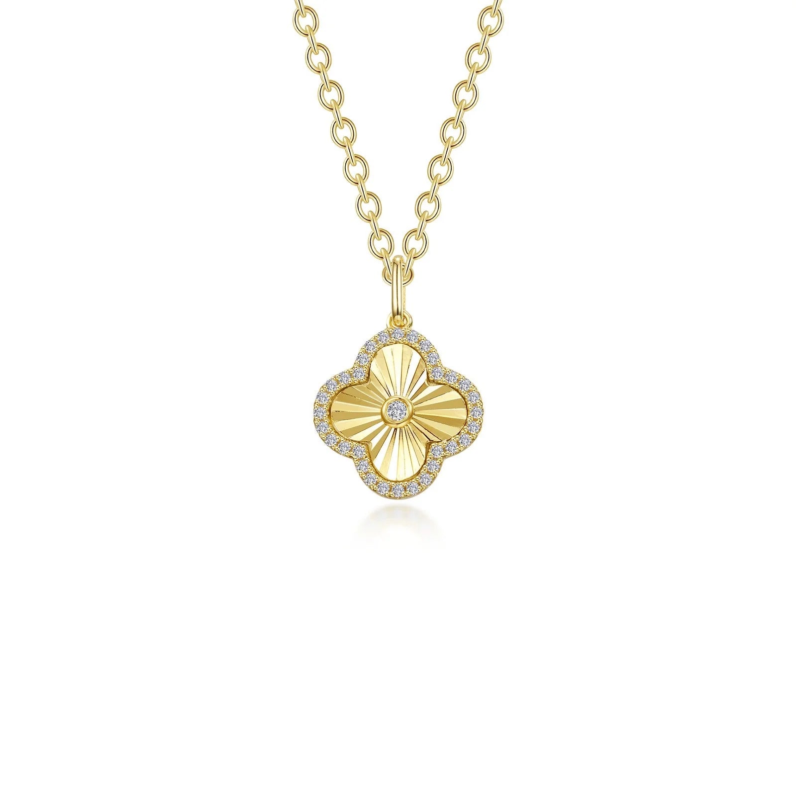 Lafonn Simulated Diamond Clover Halo Necklace N2026CLG20