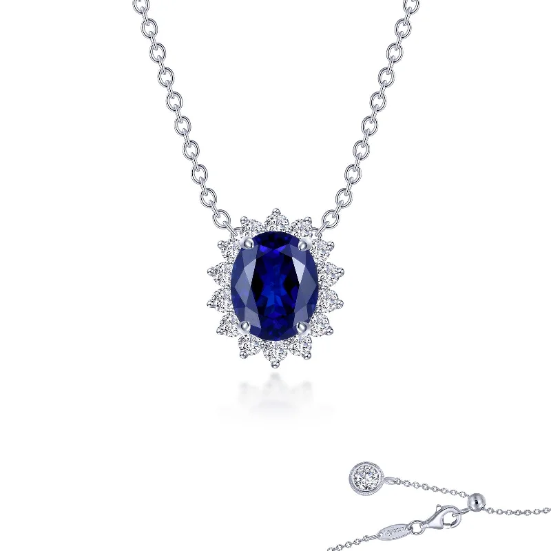 Lafonn Simulated Diamond & Fancy Lab Grown Sapphire 3.35ct. Halo Necklace SYN024SP20