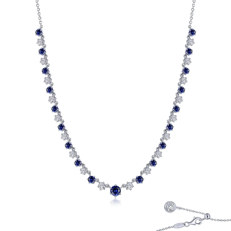 Lafonn Simulated Diamond & Fancy Lab Grown Sapphire 4.91ct. Graduated Tennis Necklace SYN025SP16