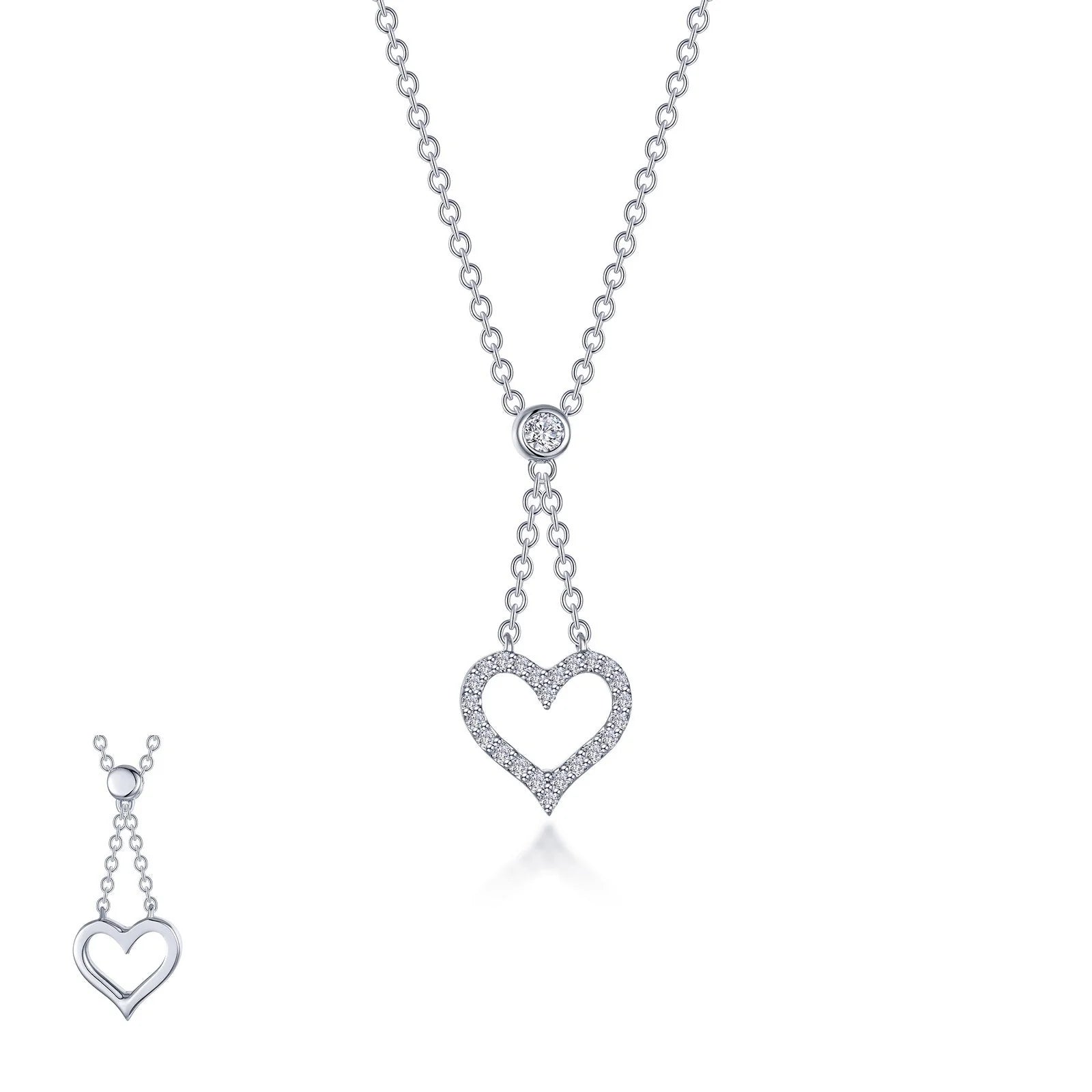 Lafonn Simulated Diamond Reversible Cut-out Heart Necklace N0338CLP20