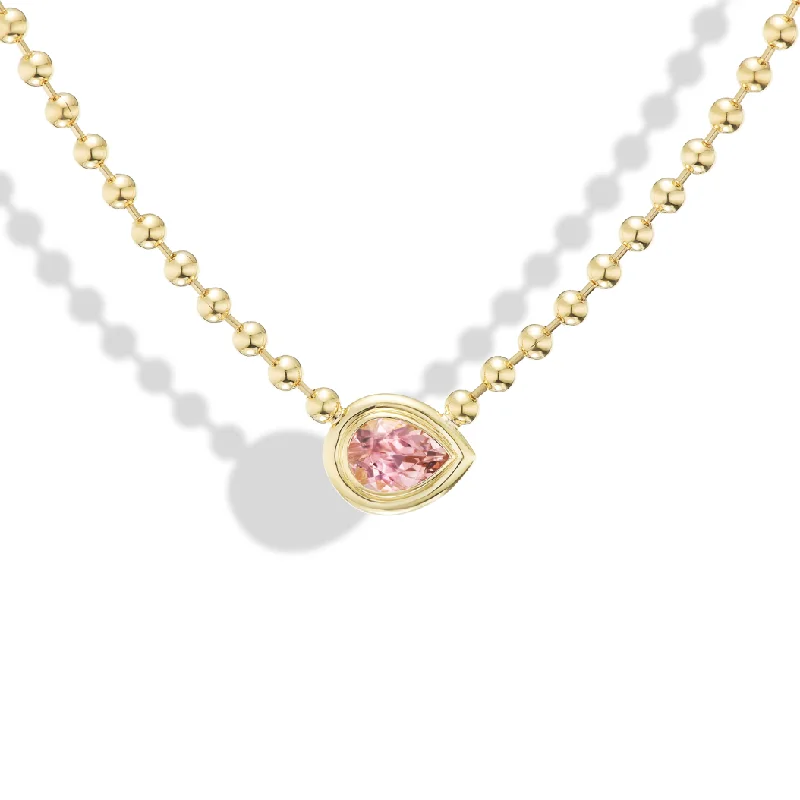 Light Pink Tourmaline Double Bubble Bezel Necklace