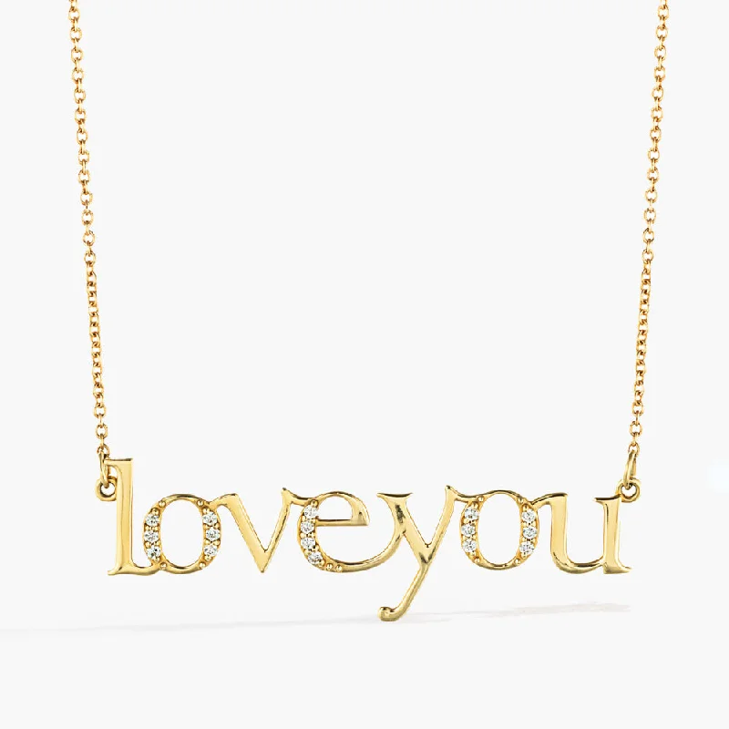 Love You Necklace (RTS) - 14K Yellow Gold