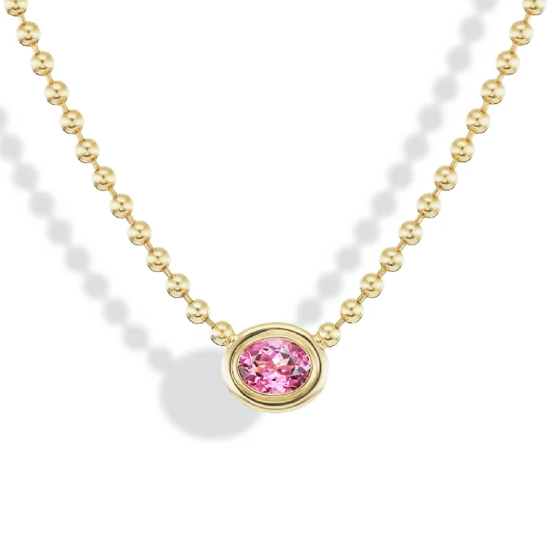 Pink Tourmaline Double Bubble Bezel Necklace