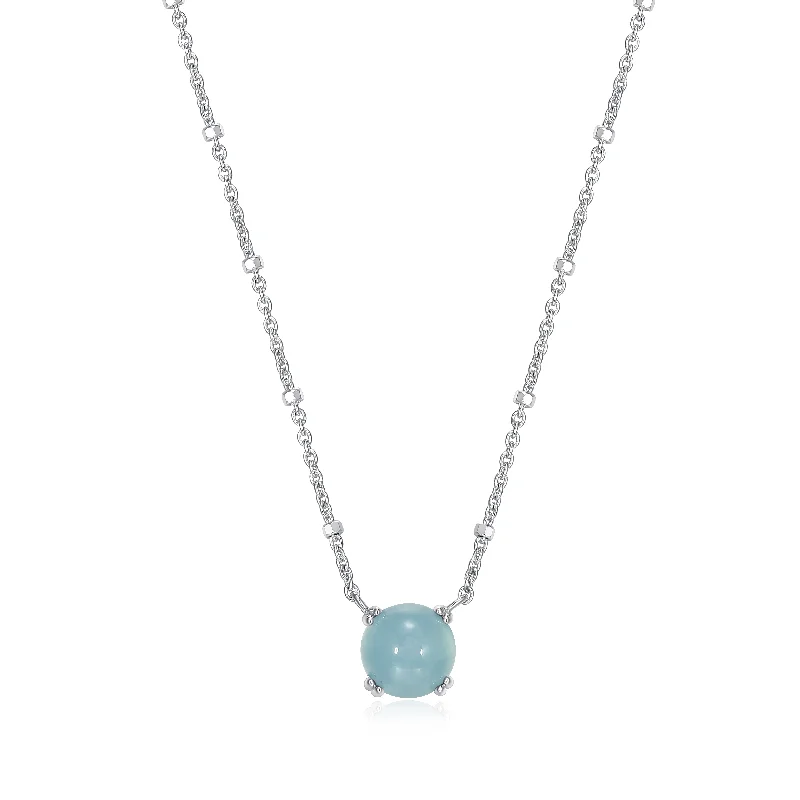 Samuel B. Aquamarine Solitaire Birthstone Sparkle Necklace - March