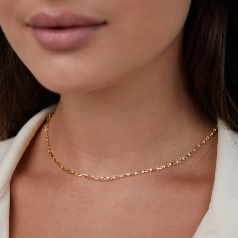 Solana Gold Chain & Pearl Necklace