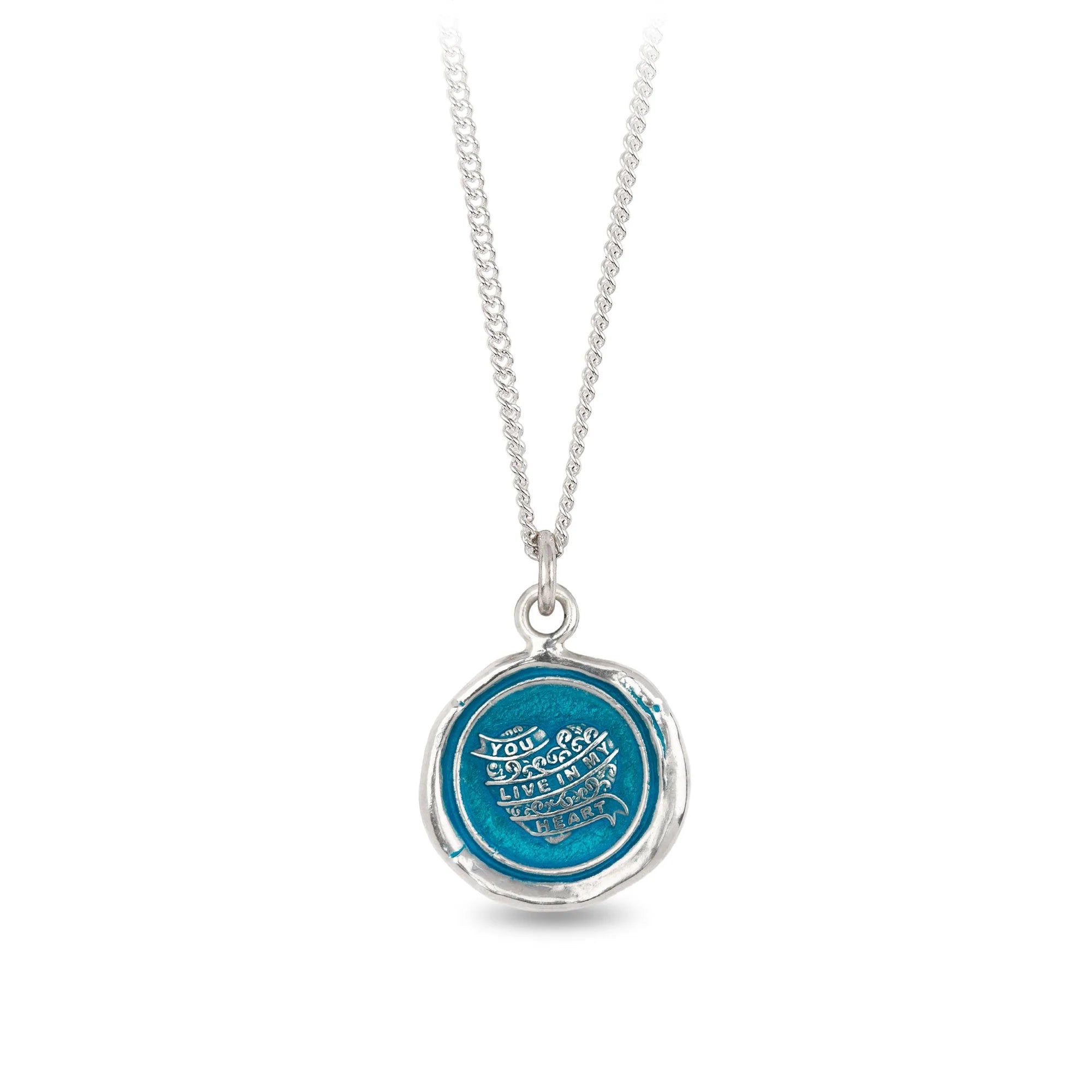 You Live in My Heart Capri Blue True Colors Talisman Necklace