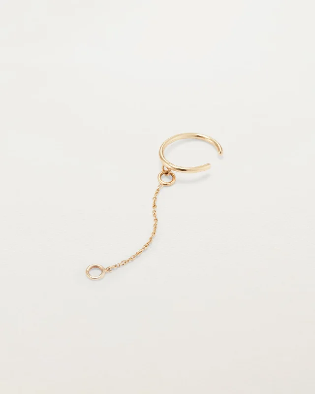 14K Gold Ear Cuff with Chain