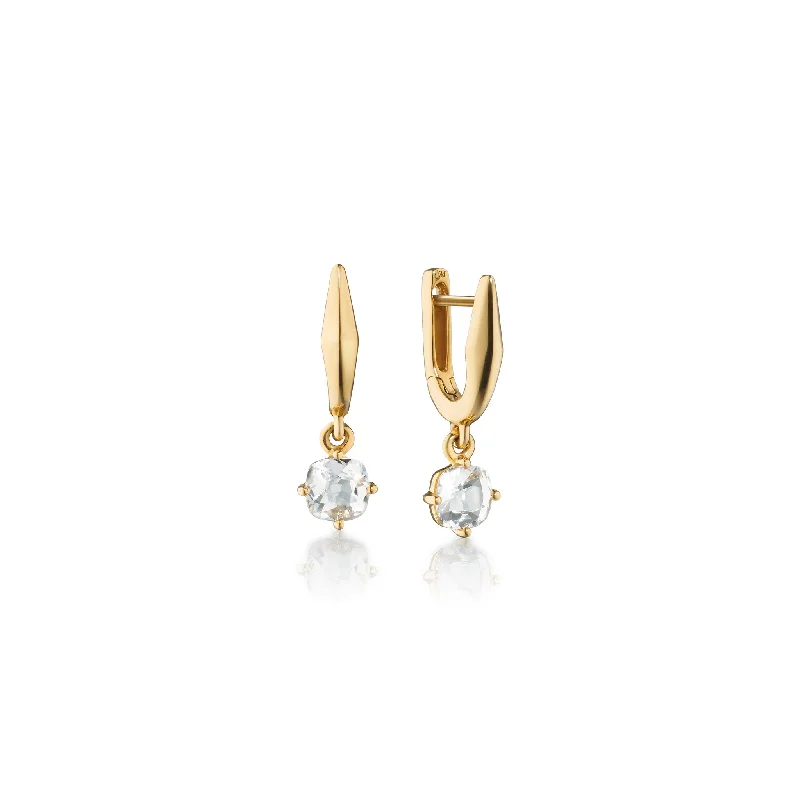 18K Gold "Points North" Earring with Rock Crystal