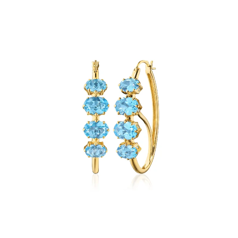 18K Gold “Poissarde” Earrings with Blue Topaz Stones