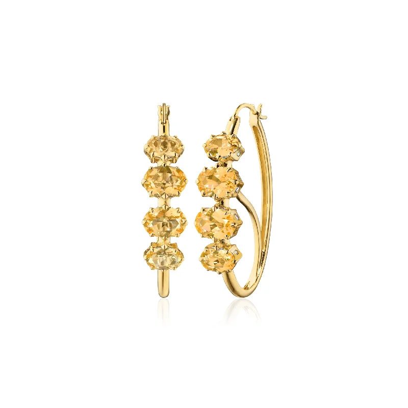 18K Gold “Poissarde” Earrings with Citrine Stones