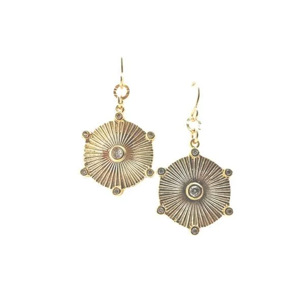 6 Pointed Gold Plated & CZ Charm Earrings: (ECG46445)