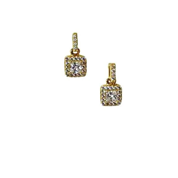 Bar & Square Gold Vermeil CZ Post Earrings (EGP5584)