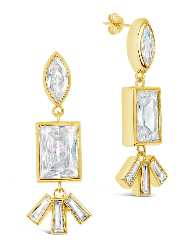 Bella Square & Oval CZ Drop Earrings