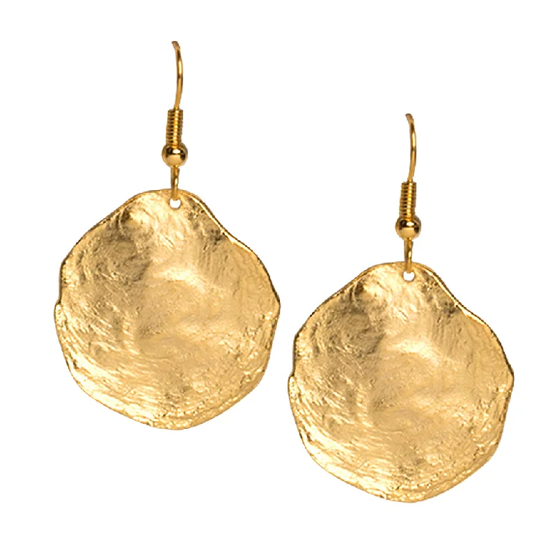 Brushed Satin Gold Disc Earrings