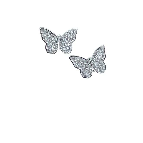 Butterfly Micro Pave Post Earring: Sterling (EP45BFLY)