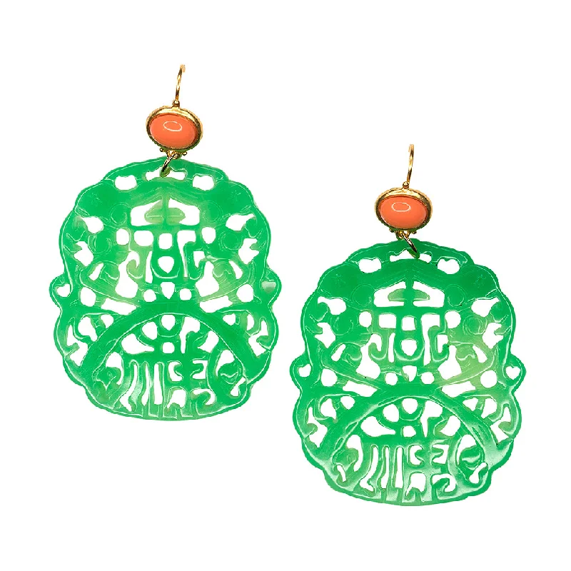 Carved Jade Pierced Earrings