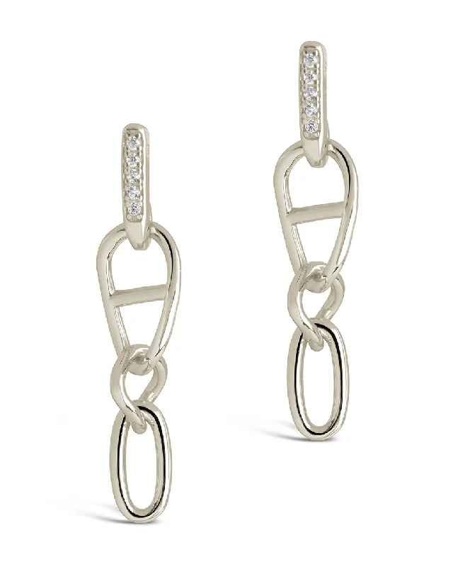 Sterling Silver Chicago CZ Chain Drop Earrings