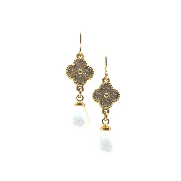 Clover and Pearl Drop Earring (ECG45538)