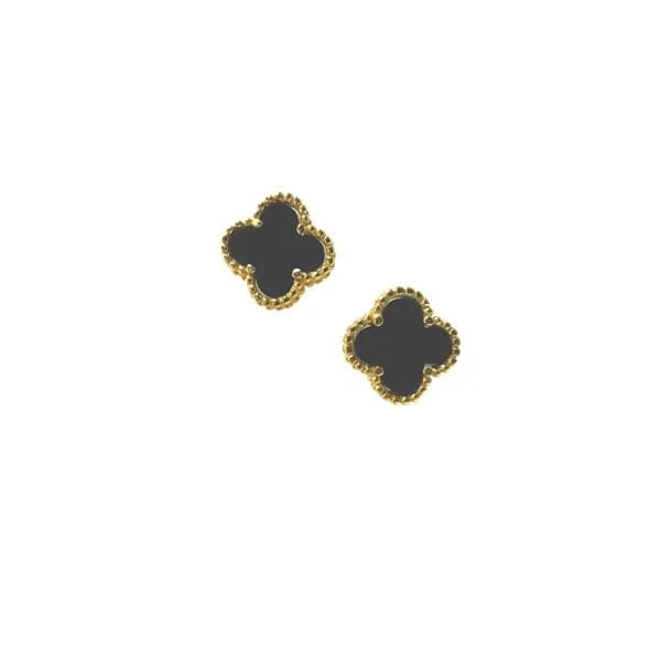 Clover: Small Gold Vermeil Post Earring: Black (EGP478XS)