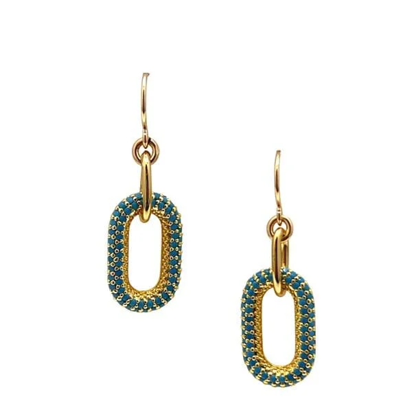 Oval CZ Earrings: Turquoise CZ (ECG4508TQ)