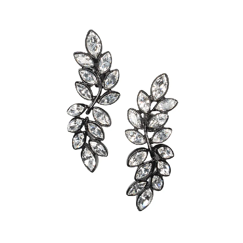 Crystal Leaf Drop Earrings