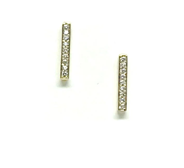 Crystal Micropave Bar Stud: Gold Also in Rose Gold (EGP485)