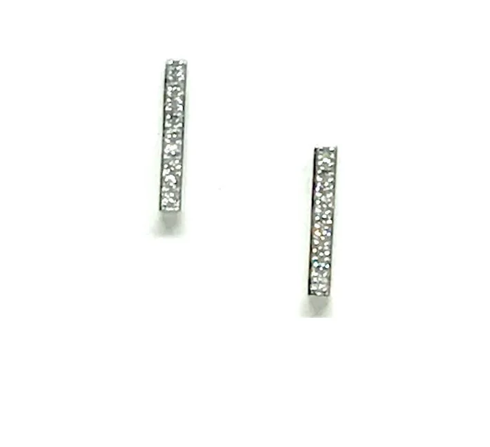 Crystal Micropave Bar Stud Earring: Sterling Silver (ESP485)