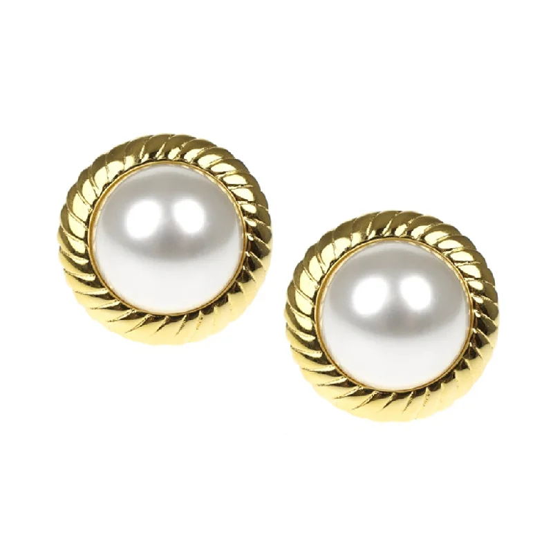 Barbara Bush Twist Pearl Button Earrings