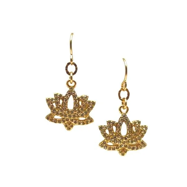 CZ and Gold Fill Lotus Earrings (ECG45LTS)