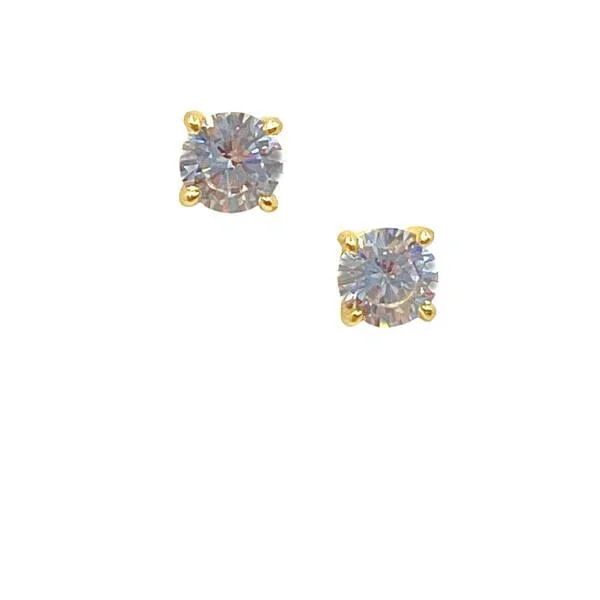 CZ Studs in a Vermeil 'Basket Setting' : Clear (EGP465C/6)