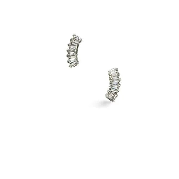 Delicate Curved CZ Sterling Post Earrings (ESP548)