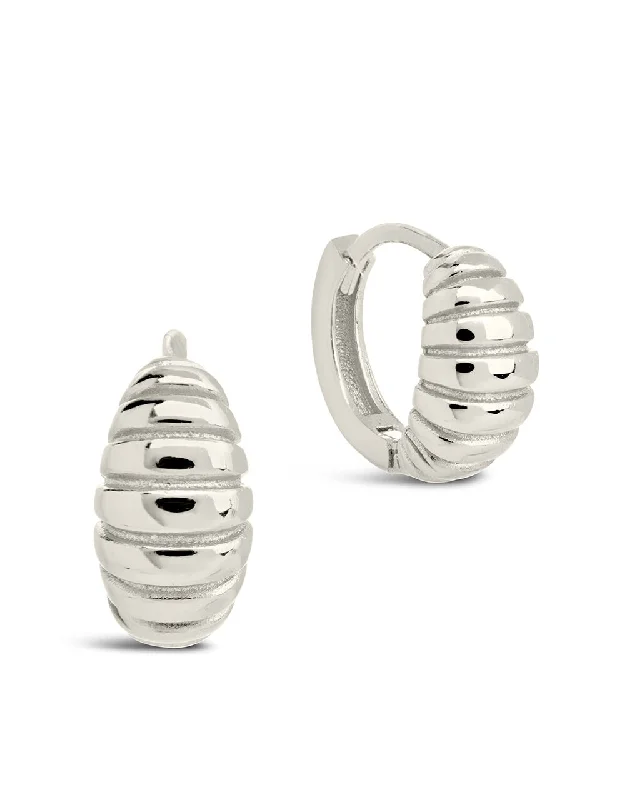 Sterling Silver Graham Ribbed Micro Hoop Earrings