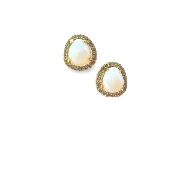 'Halo' Moonstone Gold Vermeil Post Earrings (EGP785MN)