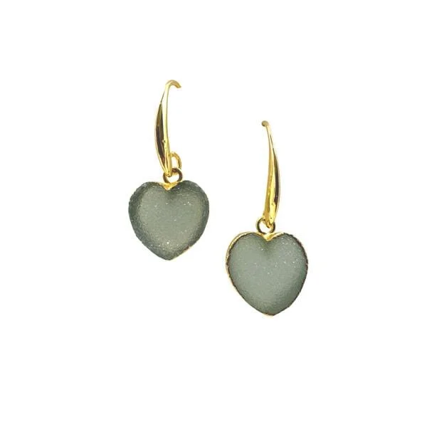 Hearts: Electroformed Druzy Earrings: Aqua (EG764DZQ)