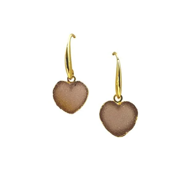 Hearts: Electroformed Druzy Earrings: Pink (EG764DZP)