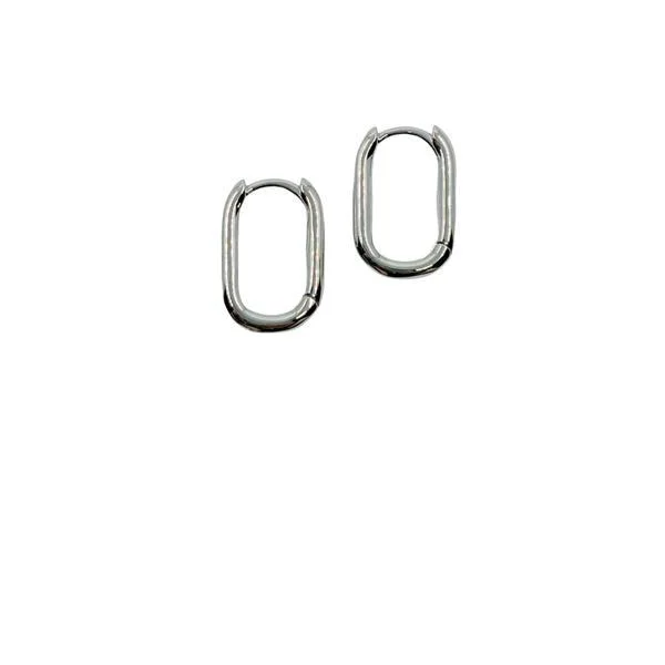 Hoop: Small Rhodium Plated Oval (EH480/S)