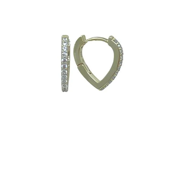 Hoop: 'V' Shaped Gold Vermeil and Pave Earring (EGH4085)