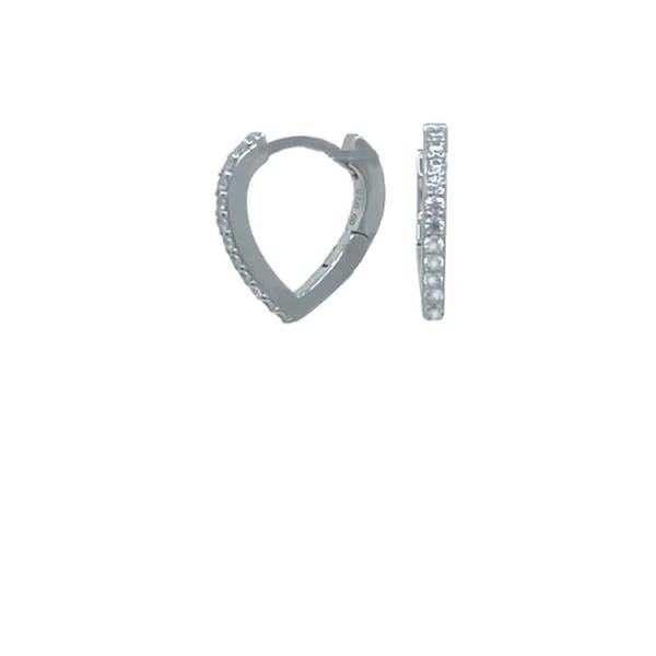 Hoop: 'V' Shaped Sterling and Pave Earring (ESH4085)