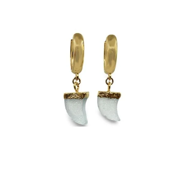 Hoops: Druzy 'Horn Shaped' Electroplated Earrings: Aqua (EGH709DZQ)