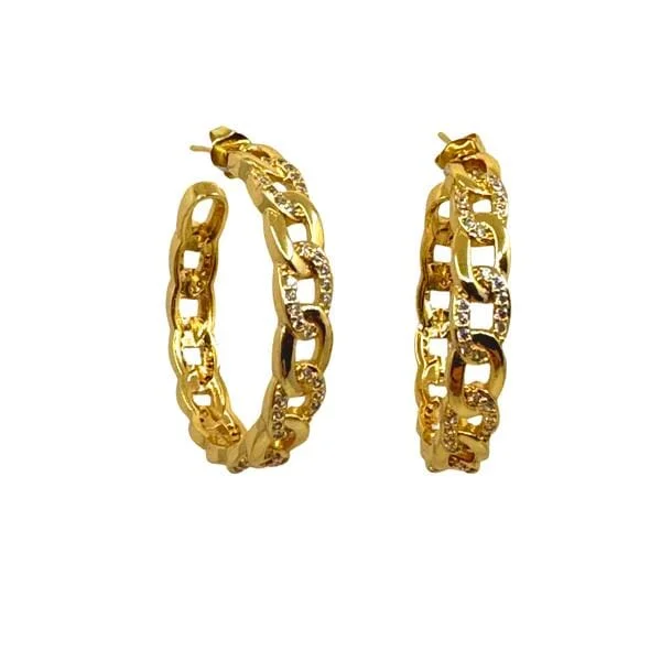 Hoops: Large 18kt Gold Fill Links and CZ (EGHP4085)